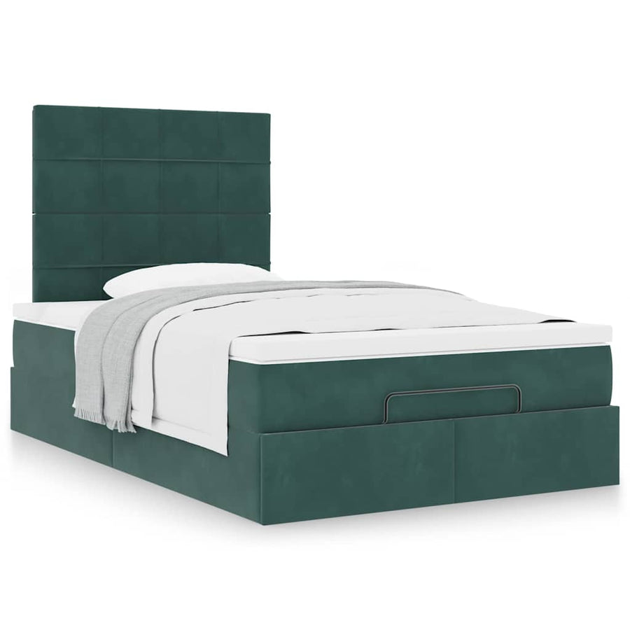 Ottoman bed met matrassen 120x200cm fluweel donkergroen