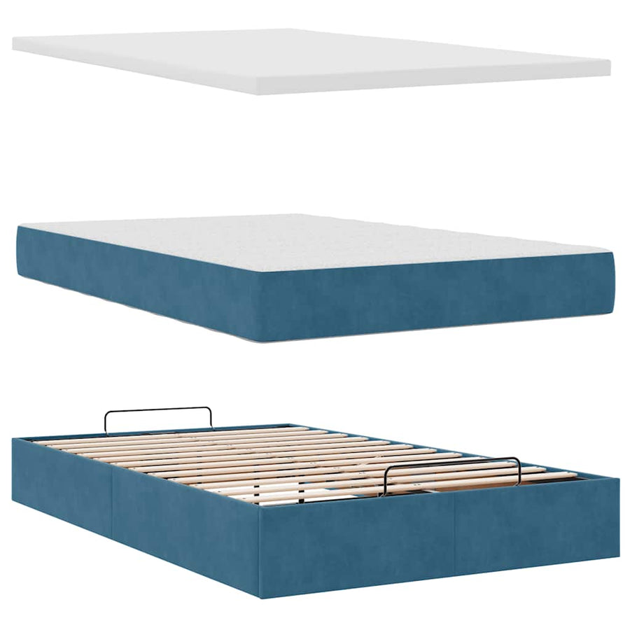 Ottoman bed met matrassen 120x200cm fluweel donkerblauw