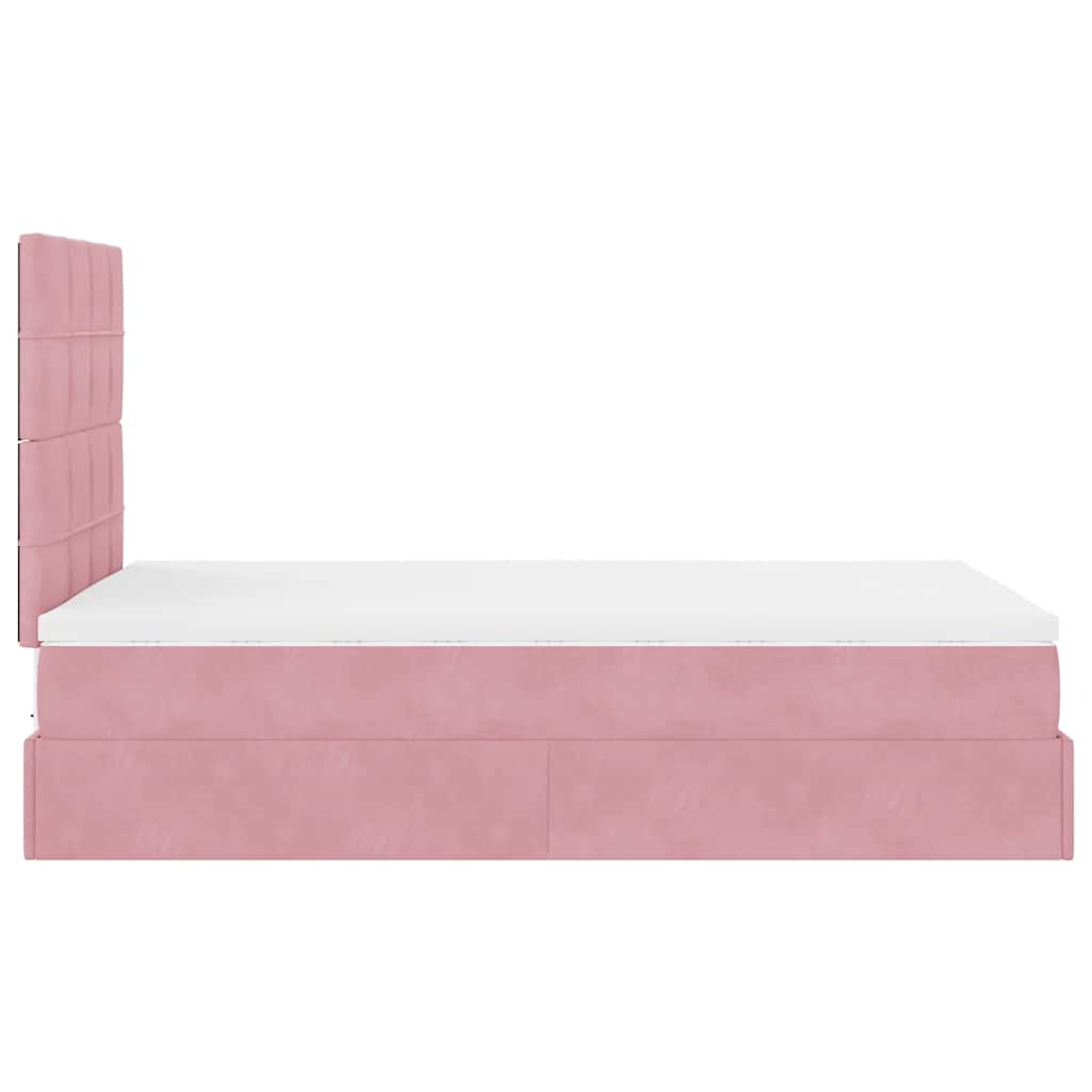 Ottoman bed met matrassen 120x200cm fluweel roze