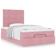 Ottoman bed with mattresses 120x200cm velvet pink