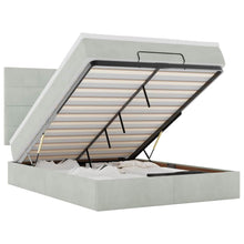Ottoman bed met matrassen 140x190cm fluweel lichtgrijs