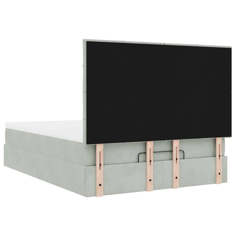 Ottoman bed met matrassen 140x190cm fluweel lichtgrijs