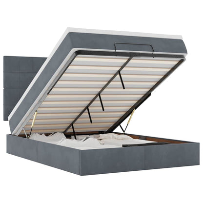 Ottoman bed met matrassen 140x190cm fluweel donkergrijs