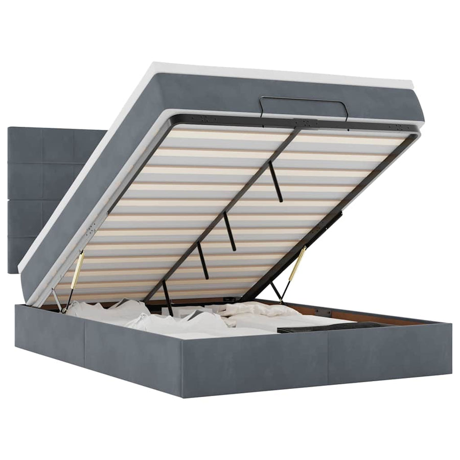 Ottoman bed met matrassen 140x190cm fluweel donkergrijs