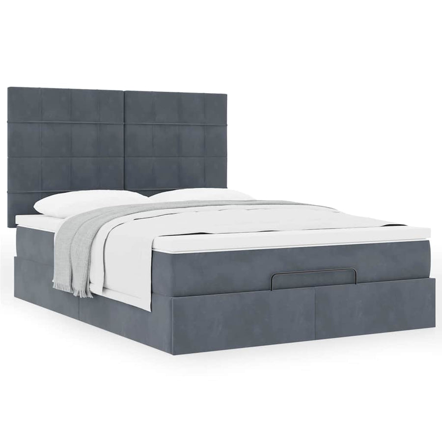 Ottoman bed met matrassen 140x190cm fluweel donkergrijs