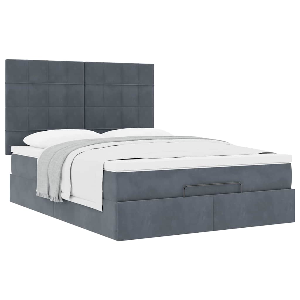 Ottoman bed met matrassen 140x190cm fluweel donkergrijs