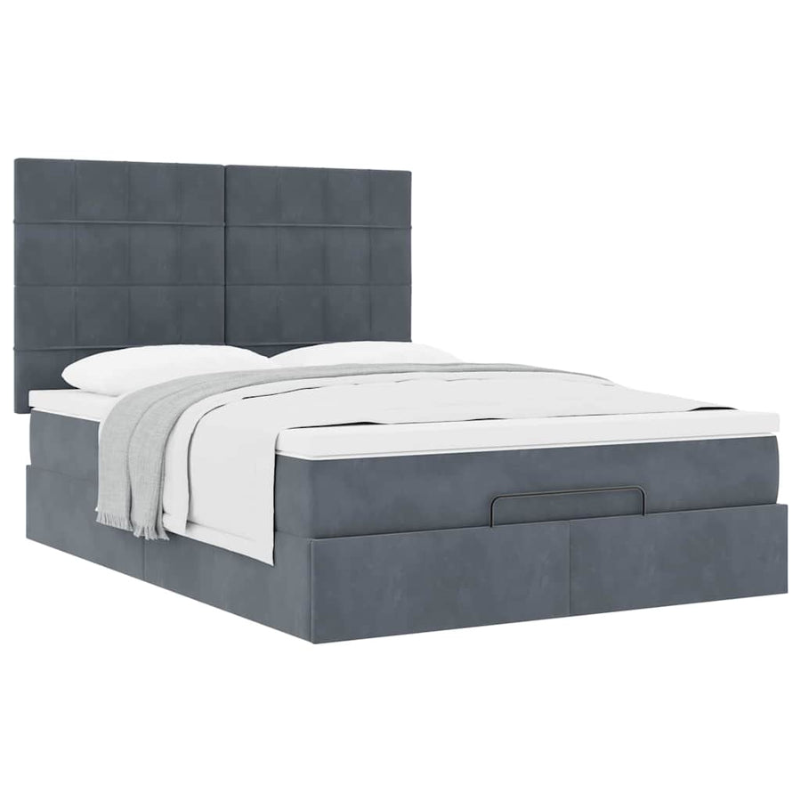 Ottoman bed met matrassen 140x190cm fluweel donkergrijs