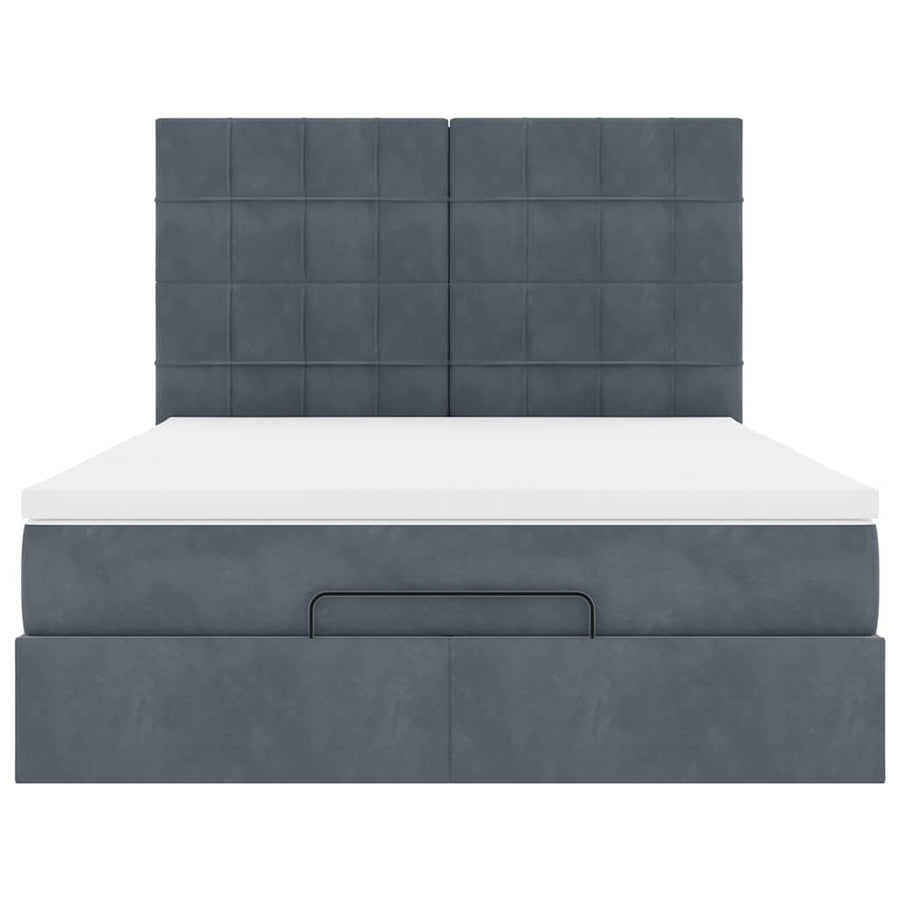 Ottoman bed met matrassen 140x190cm fluweel donkergrijs
