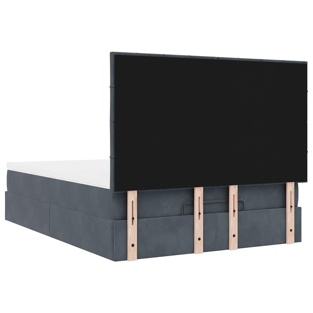 Ottoman bed met matrassen 140x190cm fluweel donkergrijs