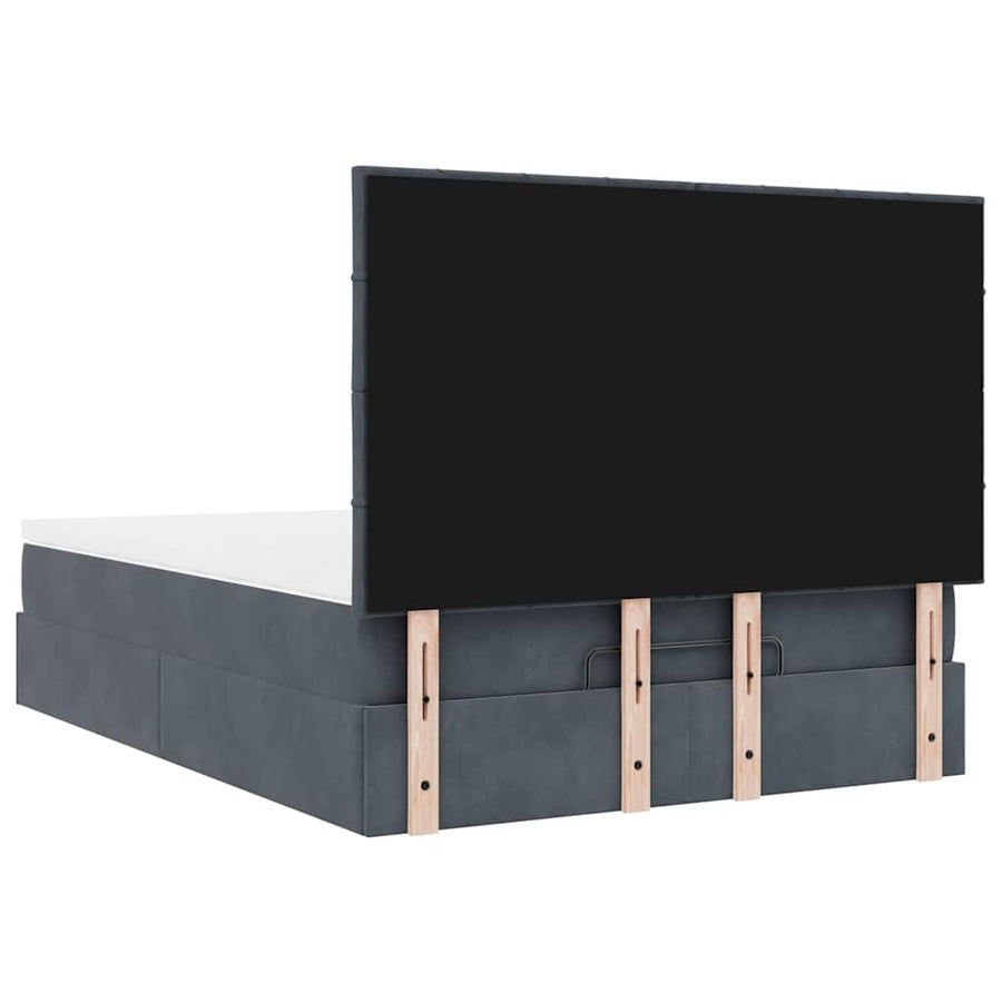 Ottoman bed met matrassen 140x190cm fluweel donkergrijs