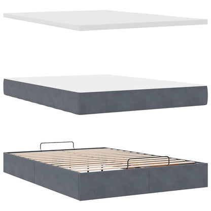 Ottoman bed met matrassen 140x190cm fluweel donkergrijs