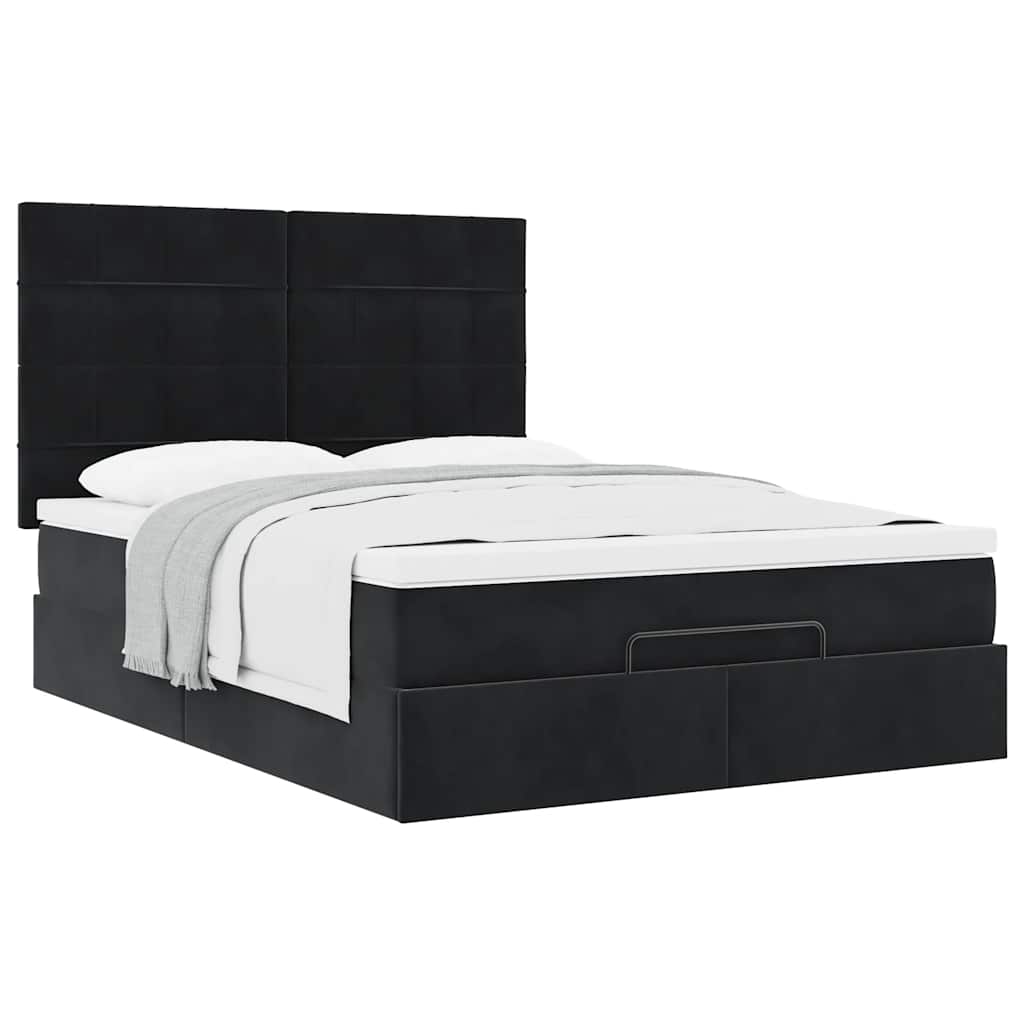 Ottoman bed met matrassen 140x190cm fluweel zwart