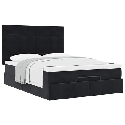 Ottoman bed met matrassen 140x190cm fluweel zwart