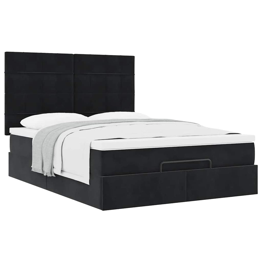 Ottoman bed met matrassen 140x190cm fluweel zwart