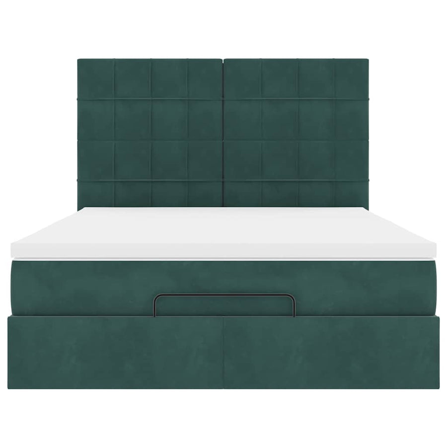 Ottoman bed met matrassen 140x190cm fluweel donkergroen