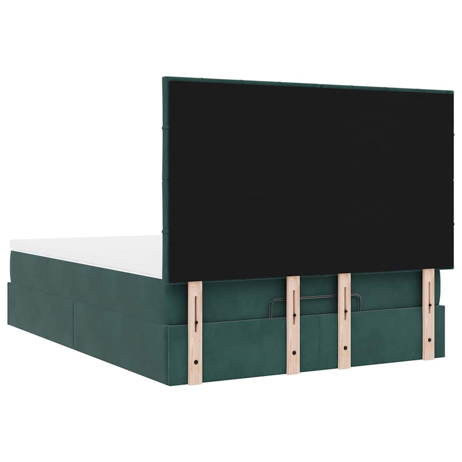 Ottoman bed met matrassen 140x190cm fluweel donkergroen