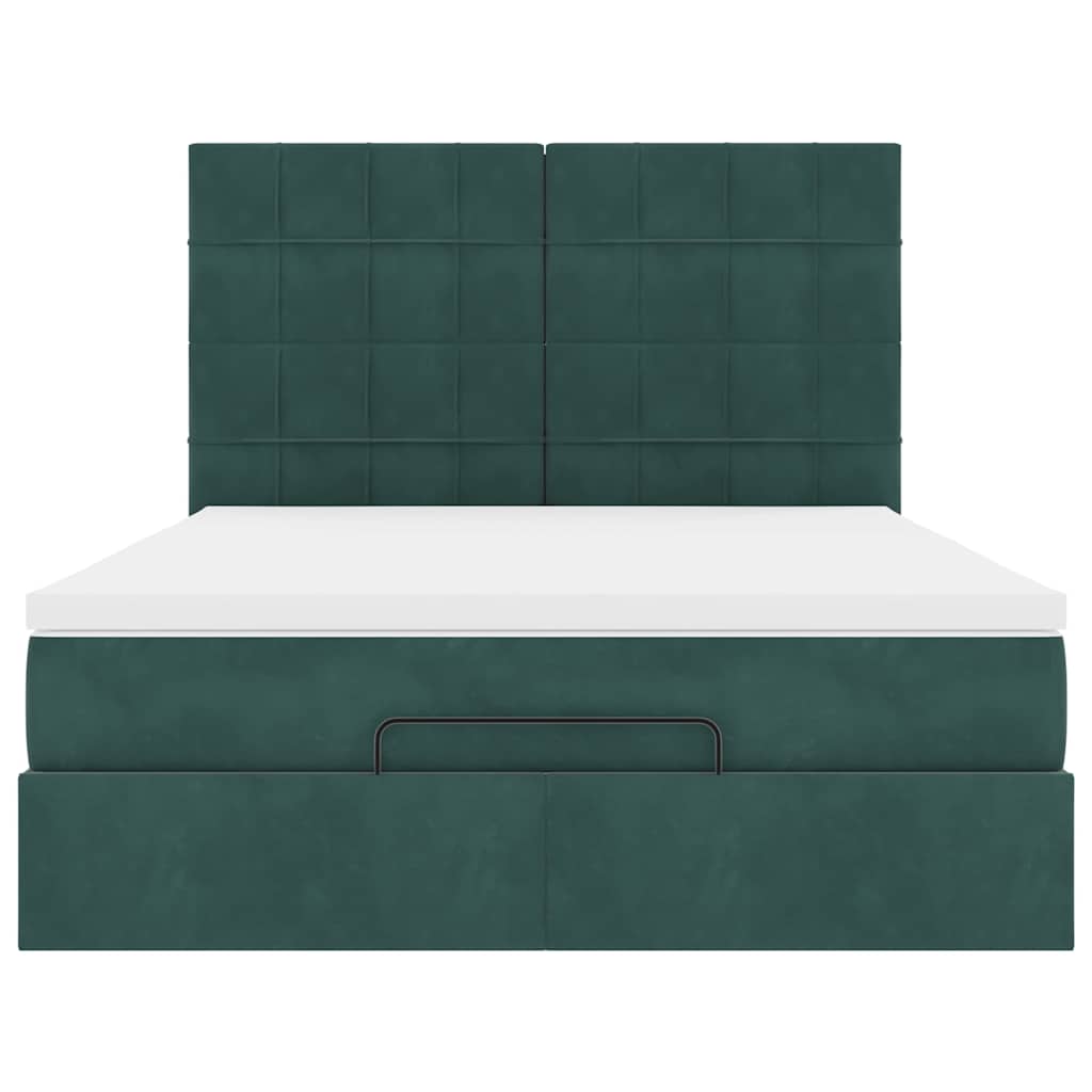 Ottoman bed met matrassen 140x200cm fluweel donkergroen