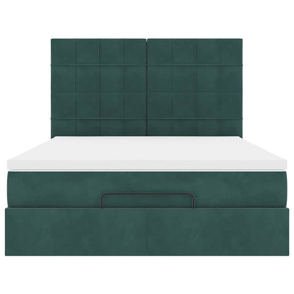 Ottoman bed met matrassen 140x200cm fluweel donkergroen