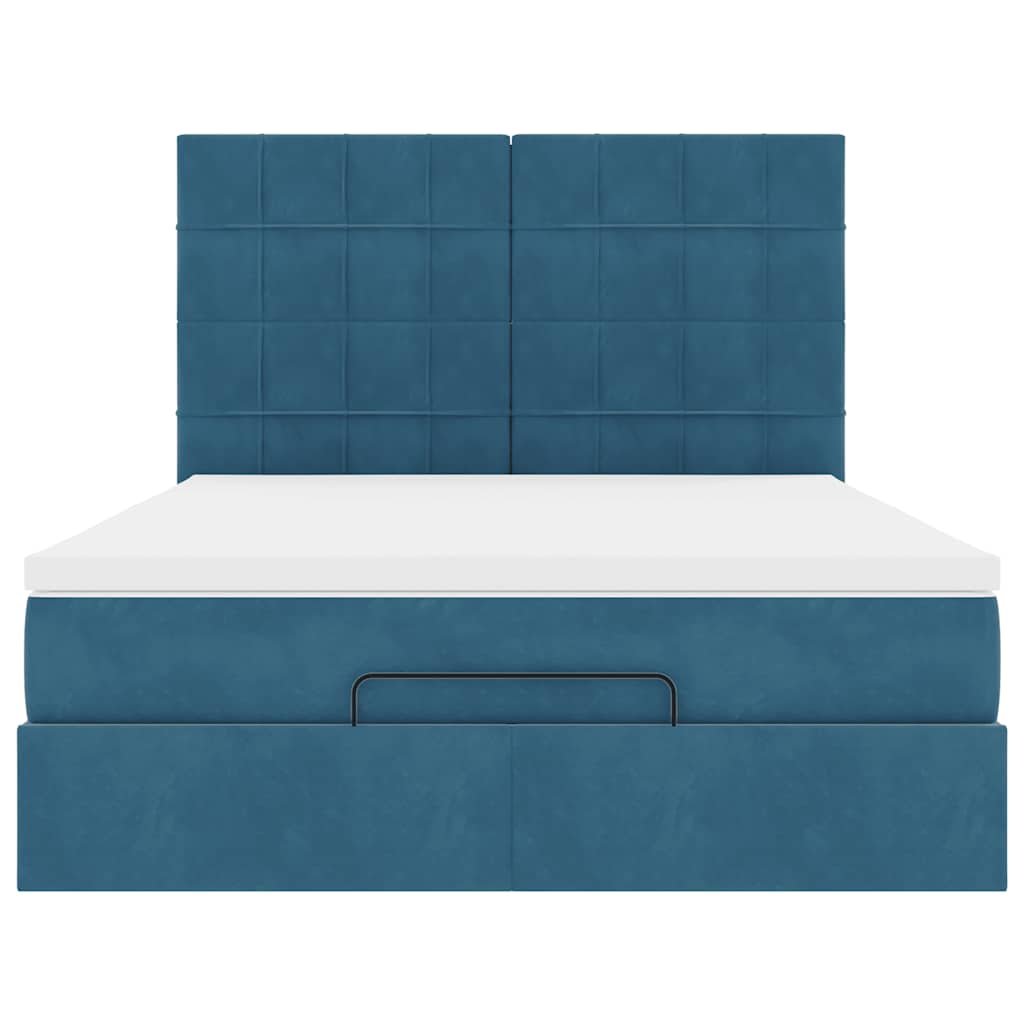 Ottoman bed met matrassen 140x200cm fluweel donkerblauw