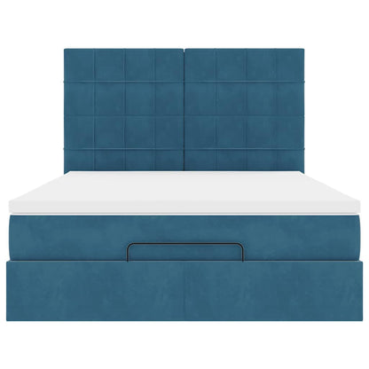Ottoman bed met matrassen 140x200cm fluweel donkerblauw