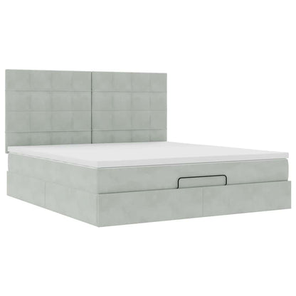 Ottoman bed met matrassen 160x200cm fluweel lichtgrijs