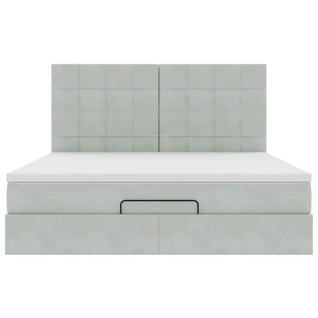 Ottoman bed met matrassen 160x200cm fluweel lichtgrijs