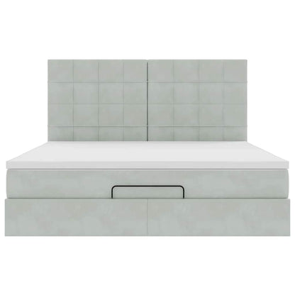 Ottoman bed met matrassen 160x200cm fluweel lichtgrijs