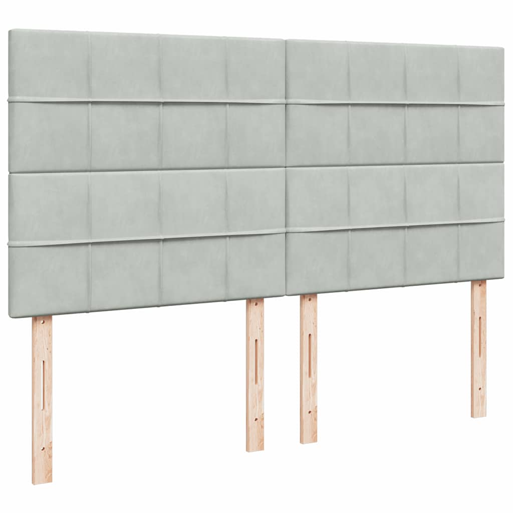Ottoman bed met matrassen 160x200cm fluweel lichtgrijs