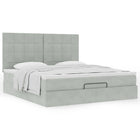 Ottoman bed with mattresses 160x200cm velvet light grey