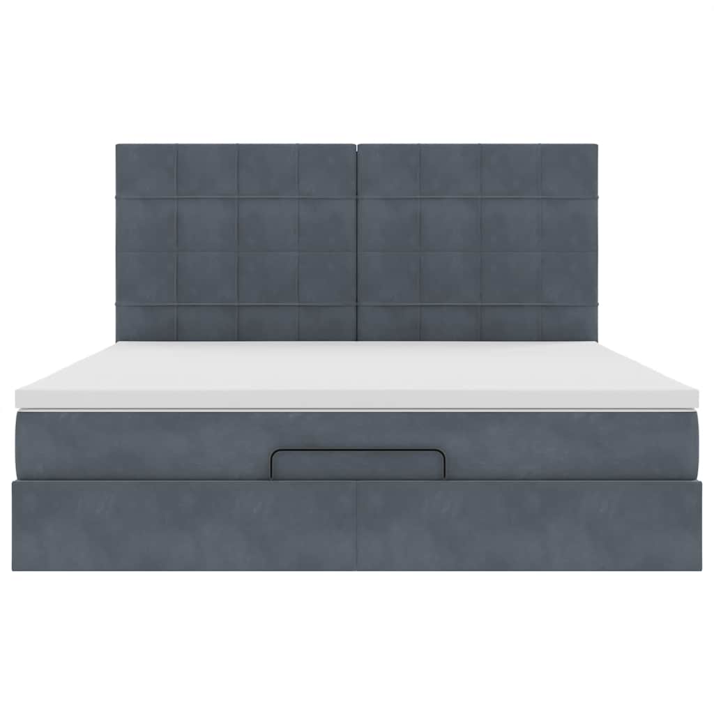 Ottoman Bed Met Matrassen 160X200Cm Fluweel 160 x 200 cm Donkergrijs