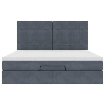 Ottoman Bed Met Matrassen 160X200Cm Fluweel 160 x 200 cm Donkergrijs