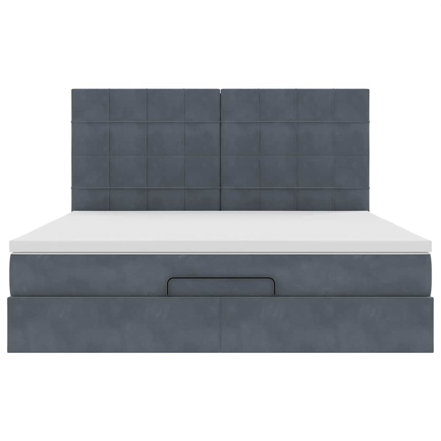Ottoman Bed Met Matrassen 160X200Cm Fluweel 160 x 200 cm Donkergrijs