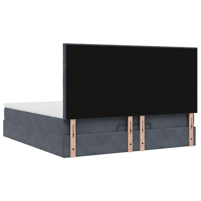 Ottoman Bed Met Matrassen 160X200Cm Fluweel 160 x 200 cm Donkergrijs
