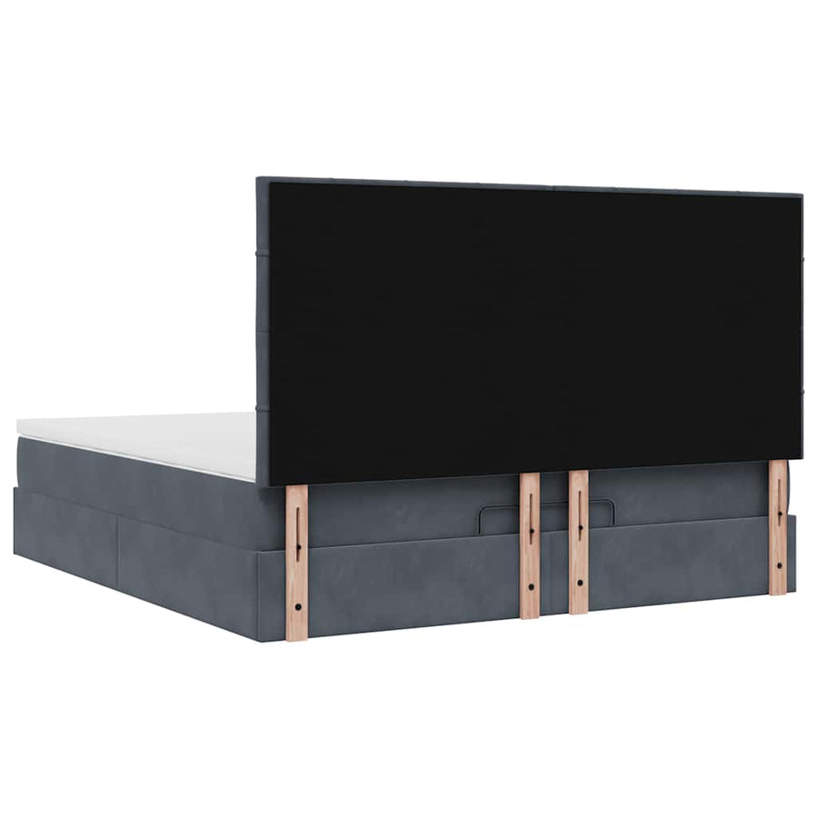 Ottoman Bed Met Matrassen 160X200Cm Fluweel 160 x 200 cm Donkergrijs