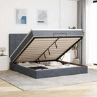 Ottomaans bed 160x200 cm fluweel donkergrijs met opbergruimte