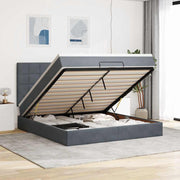 Ottoman bed with mattresses 160x200cm velvet dark grey