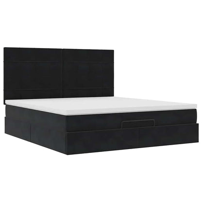 Ottoman bed met matrassen 160x200cm fluweel zwart