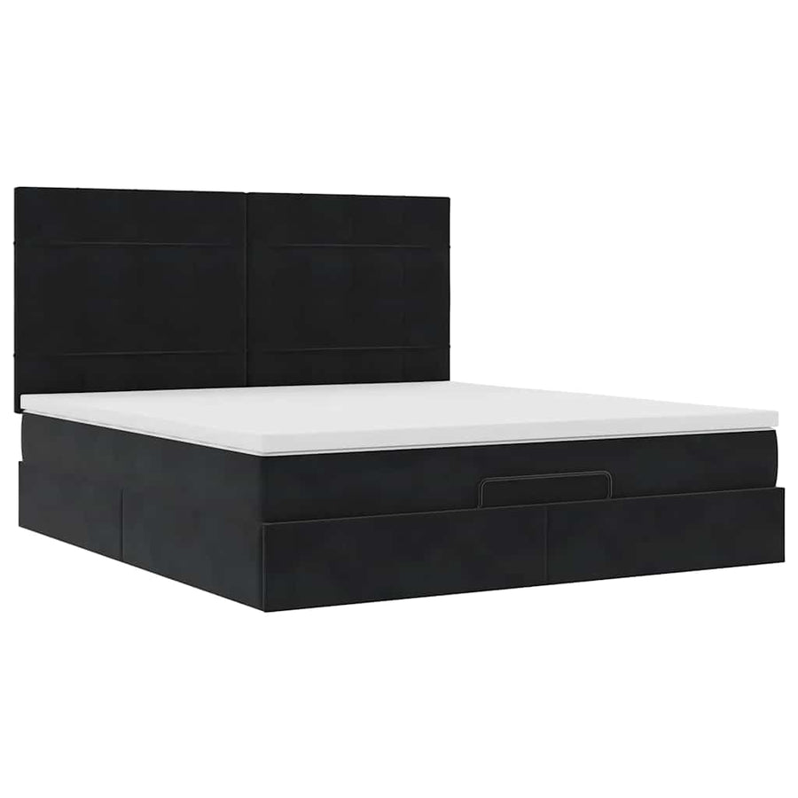 Ottoman bed met matrassen 160x200cm fluweel zwart