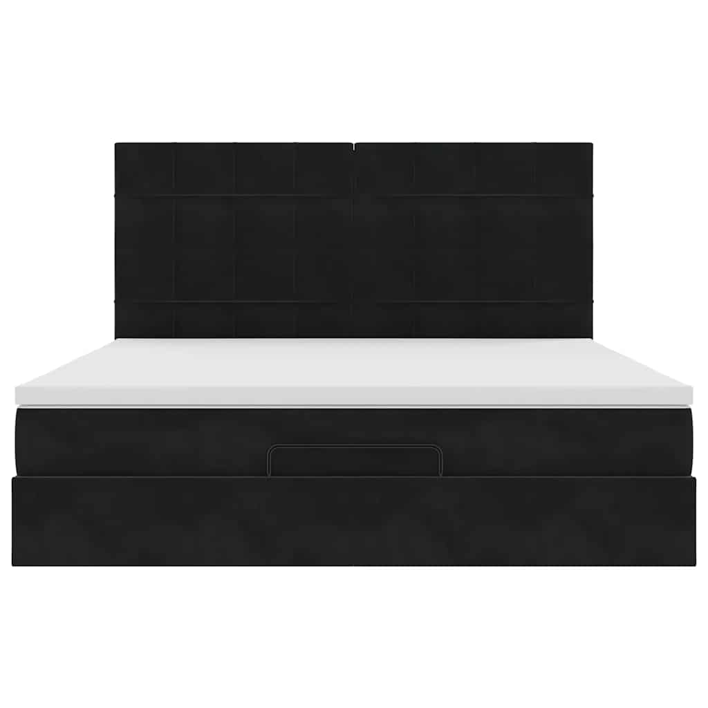 Ottoman bed met matrassen 160x200cm fluweel zwart
