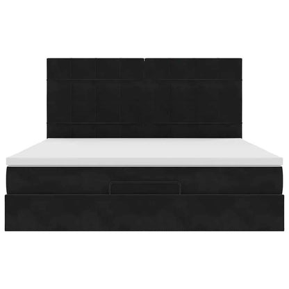 Ottoman bed met matrassen 160x200cm fluweel zwart