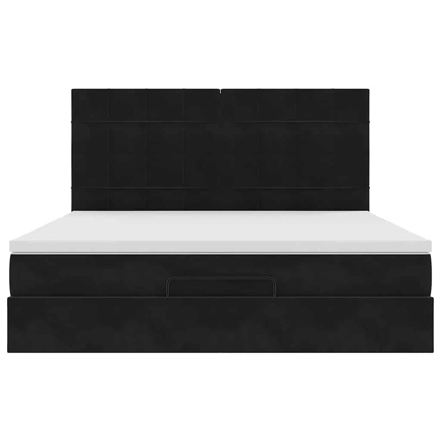Ottoman bed met matrassen 160x200cm fluweel zwart