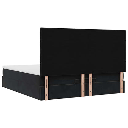 Ottoman bed met matrassen 160x200cm fluweel zwart