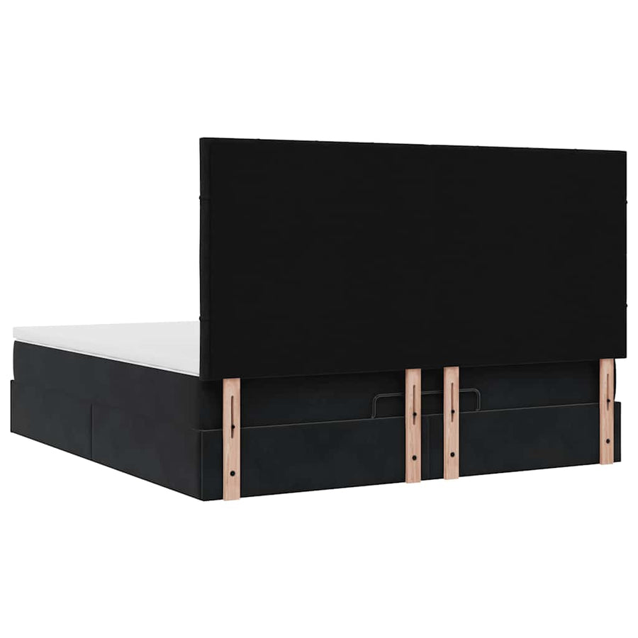Ottoman bed met matrassen 160x200cm fluweel zwart
