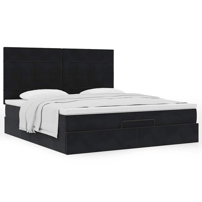 Ottoman bed met matrassen 160x200cm fluweel zwart