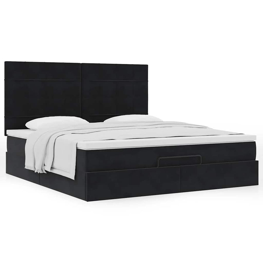 Ottoman bed met matrassen 160x200cm fluweel zwart