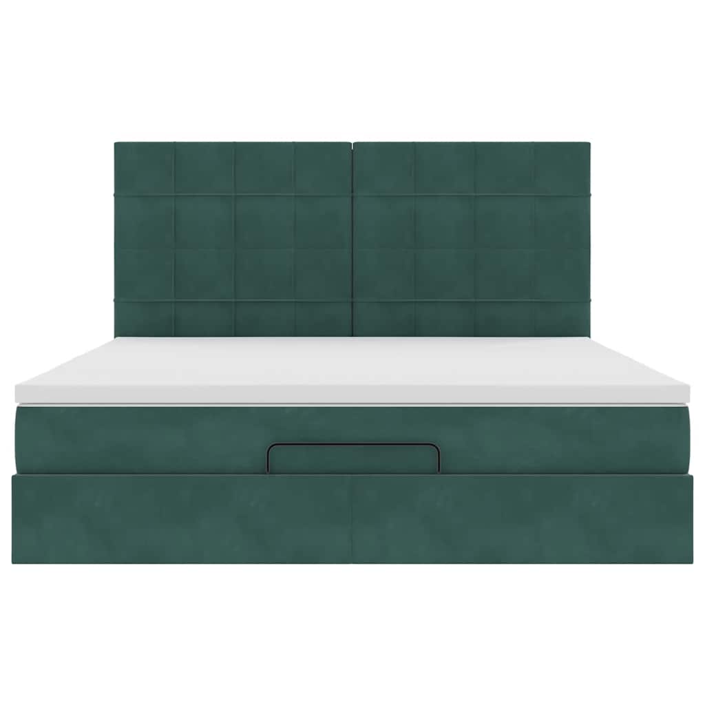 Ottoman bed met matrassen 160x200cm fluweel donkergroen
