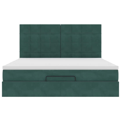 Ottoman bed met matrassen 160x200cm fluweel donkergroen