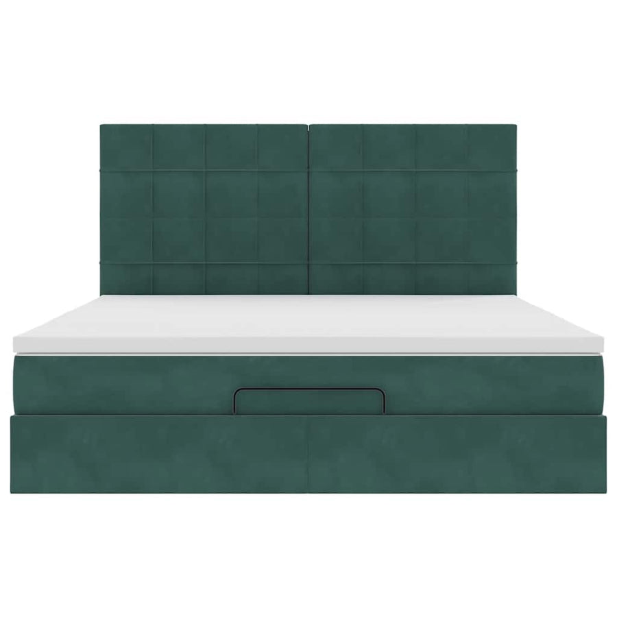 Ottoman bed met matrassen 160x200cm fluweel donkergroen