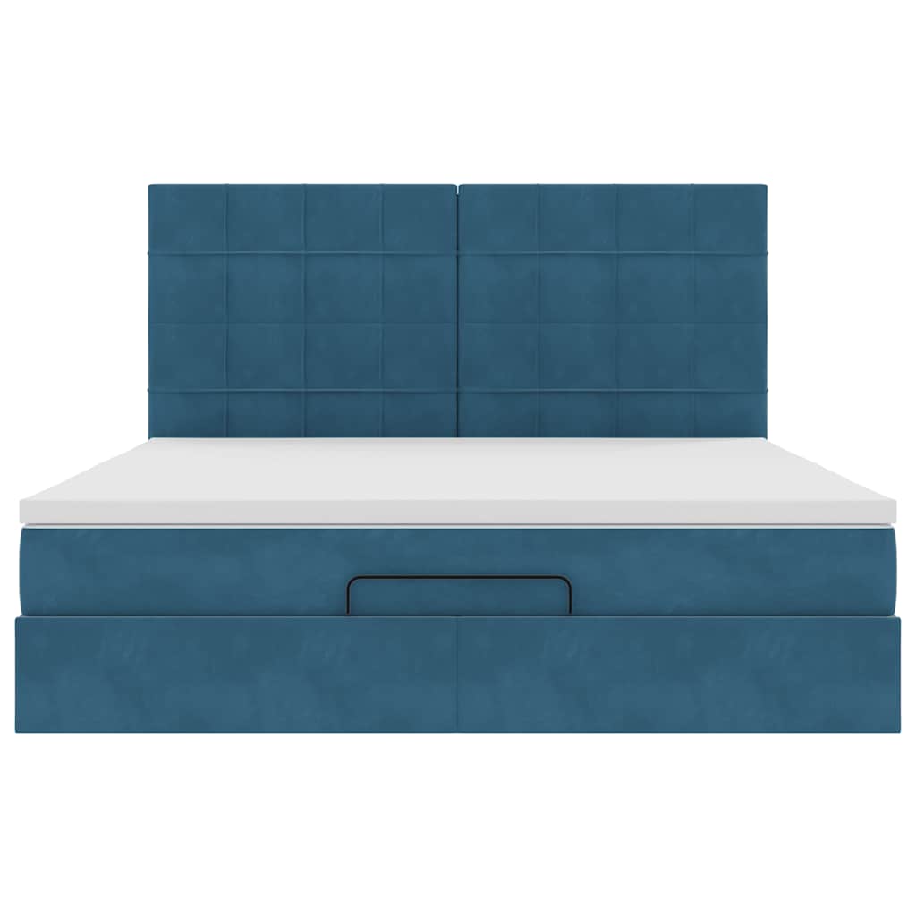 Ottoman bed met matrassen 160x200cm fluweel donkerblauw