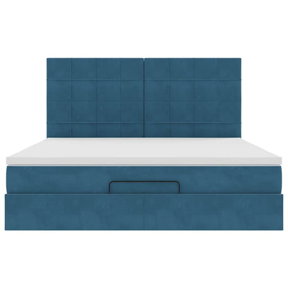 Ottoman bed met matrassen 160x200cm fluweel donkerblauw
